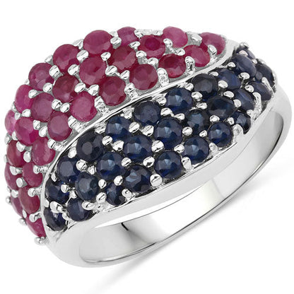 2.18 Carat Genuine Multi Stones .925 Sterling Silver Ring Bids.com