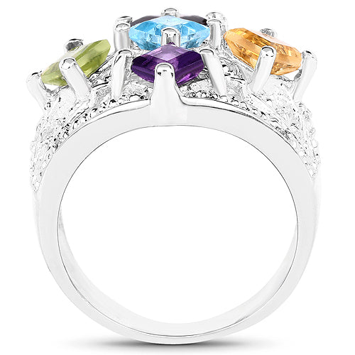 1.67 Carat Genuine Multi Stone .925 Sterling Silver Ring Bids.com