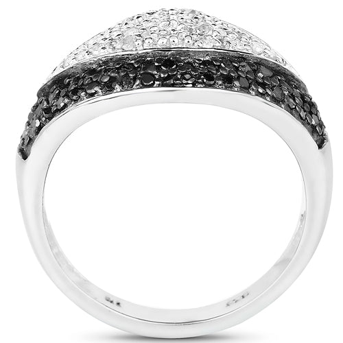 0.51 Carat Genuine Black Diamond & White Diamond .925 Sterling Silver Ring Bids.com