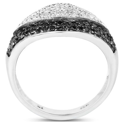0.51 Carat Genuine Black Diamond & White Diamond .925 Sterling Silver Ring Bids.com