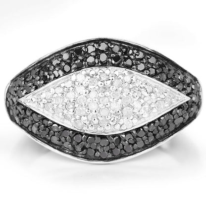 0.51 Carat Genuine Black Diamond & White Diamond .925 Sterling Silver Ring Bids.com