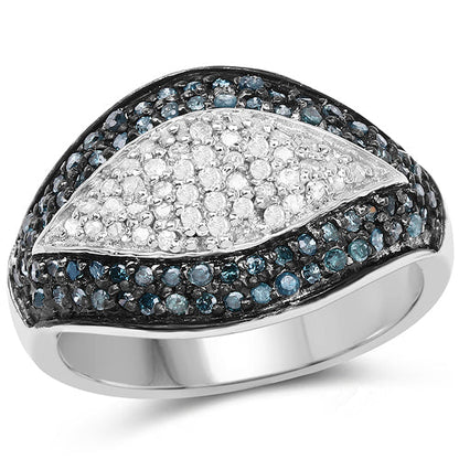 0.50 Carat Genuine Blue Diamond and White Diamond .925 Sterling Silver Ring Bids.com