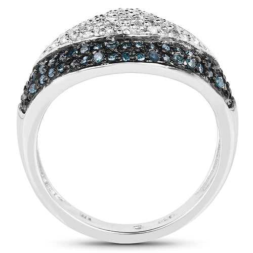 0.50 Carat Genuine Blue Diamond and White Diamond .925 Sterling Silver Ring Bids.com