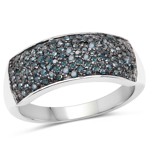 0.42 Carat Genuine Blue Diamond .925 Sterling Silver Ring Bids.com