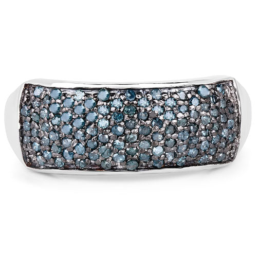 0.42 Carat Genuine Blue Diamond .925 Sterling Silver Ring Bids.com