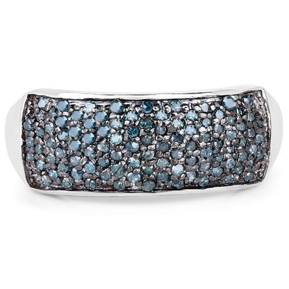 0.42 Carat Genuine Blue Diamond .925 Sterling Silver Ring Bids.com