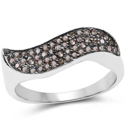 0.21 Carat Genuine Champagne Diamond .925 Sterling Silver Ring Bids.com