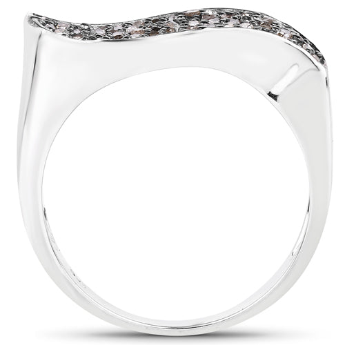 0.21 Carat Genuine Champagne Diamond .925 Sterling Silver Ring Bids.com