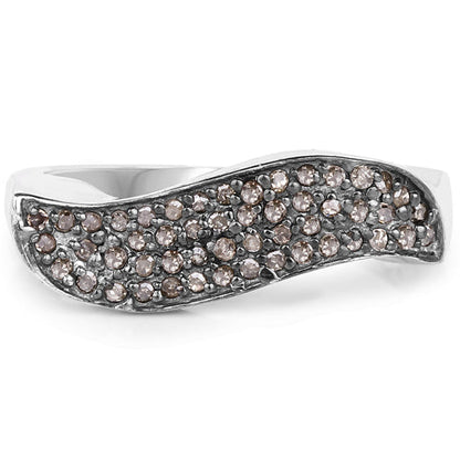 0.21 Carat Genuine Champagne Diamond .925 Sterling Silver Ring Bids.com