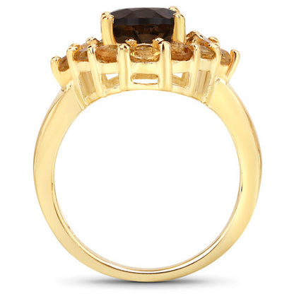 4.00 Carat Genuine Smoky Quartz and Citrine .925 Sterling Silver Ring Bids.com