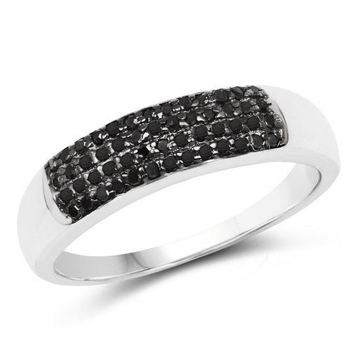 0.22 Carat Genuine Black Diamond .925 Sterling Silver Ring Bids.com