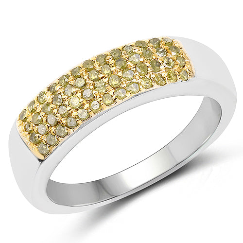 0.22 Carat Genuine Yellow Diamond .925 Sterling Silver Ring Bids.com