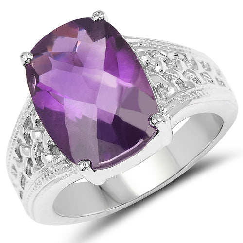 6.50 Carat Genuine Amethyst .925 Sterling Silver Ring Bids.com