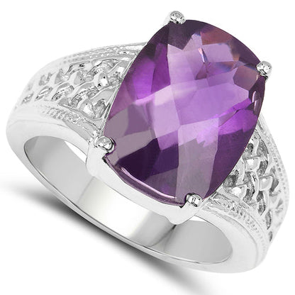 6.50 Carat Genuine Amethyst .925 Sterling Silver Ring Bids.com