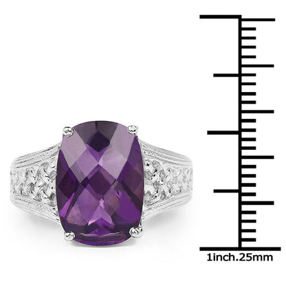 6.50 Carat Genuine Amethyst .925 Sterling Silver Ring Bids.com