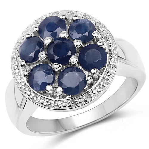 2.10 Carat Genuine Blue Sapphire .925 Sterling Silver Ring Bids.com
