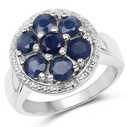 2.10 Carat Genuine Blue Sapphire .925 Sterling Silver Ring Bids.com