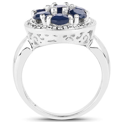 2.10 Carat Genuine Blue Sapphire .925 Sterling Silver Ring Bids.com