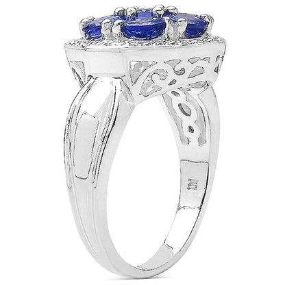 1.61 Carat Genuine Tanzanite .925 Sterling Silver Ring Bids.com