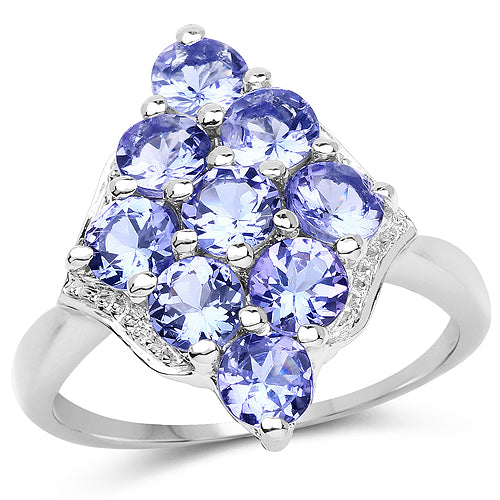 2.07 Carat Genuine Tanzanite .925 Sterling Silver Ring Bids.com