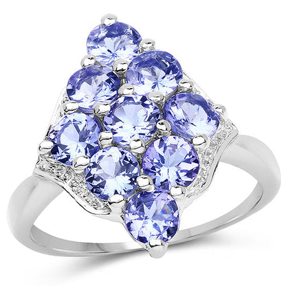 2.07 Carat Genuine Tanzanite .925 Sterling Silver Ring Bids.com