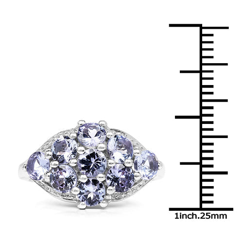 2.07 Carat Genuine Tanzanite .925 Sterling Silver Ring Bids.com