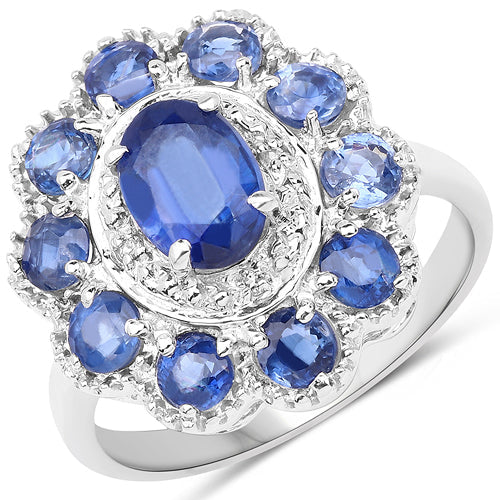 2.47 Carat Genuine Kyanite & White Topaz .925 Sterling Silver Ring Bids.com