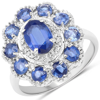 2.47 Carat Genuine Kyanite & White Topaz .925 Sterling Silver Ring Bids.com