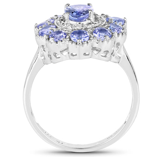 1.77 Carat Genuine Tanzanite and White Topaz .925 Sterling Silver Ring Bids.com