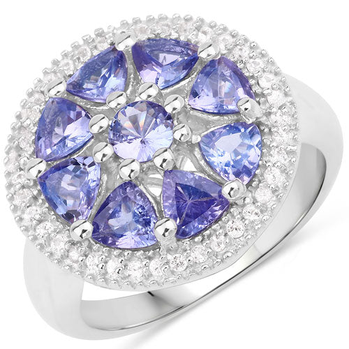 2.26 Carat Genuine Tanzanite and White Topaz .925 Sterling Silver Ring Bids.com