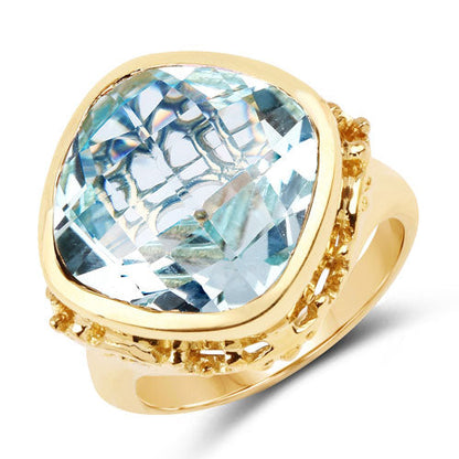 12.79 Carat Genuine Blue Topaz .925 Sterling Silver Ring Bids.com