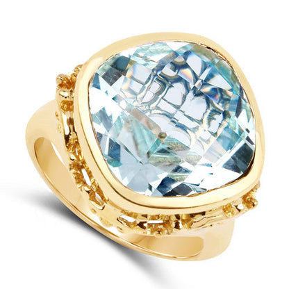 12.79 Carat Genuine Blue Topaz .925 Sterling Silver Ring Bids.com