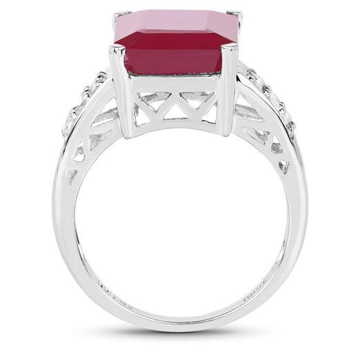 7.26 Carat Glass Filled Ruby and White Topaz .925 Sterling Silver Ring Bids.com