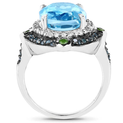 5.84 Carat Genuine Multi Stones .925 Sterling Silver Ring Bids.com