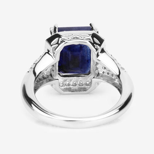 4.80 Carat Glass Filled Sapphire and White Topaz .925 Sterling Silver Ring Bids.com