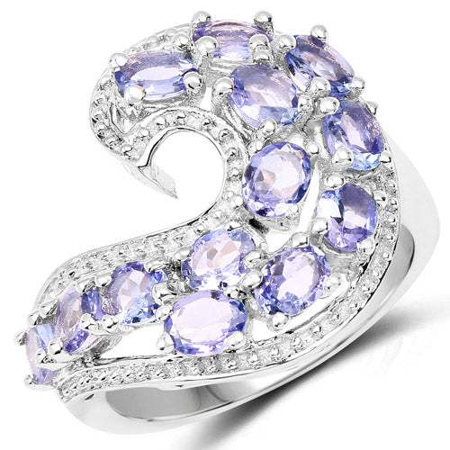 2.21 Carat Genuine Tanzanite .925 Sterling Silver Ring Bids.com