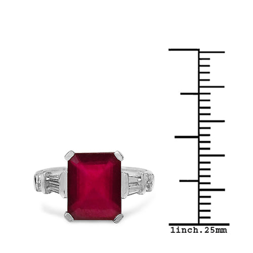 4.30 ct. t.w. Glass Filled Ruby and White Topaz Ring in Sterling Silver Bids.com