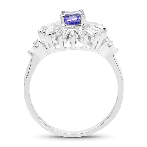 2.01 Carat Genuine Tanzanite and White Topaz .925 Sterling Silver Ring Bids.com