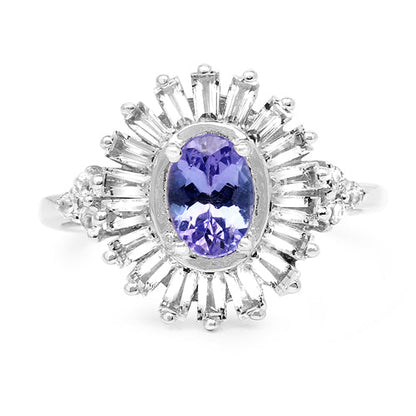 2.01 Carat Genuine Tanzanite and White Topaz .925 Sterling Silver Ring Bids.com