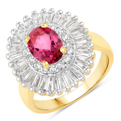 3.75 Carat Genuine Pink Topaz and White Topaz .925 Sterling Silver Ring Bids.com