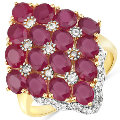 6.49 Carat Glass Filled Ruby and White Topaz .925 Sterling Silver Ring Bids.com