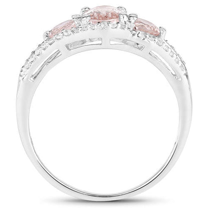 1.34 Carat Genuine Morganite and White Topaz .925 Sterling Silver Ring Bids.com