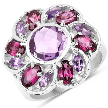 3.52 Carat Genuine Amethyst & Rhodolite .925 Sterling Silver Ring Bids.com