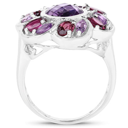 3.52 Carat Genuine Amethyst & Rhodolite .925 Sterling Silver Ring Bids.com
