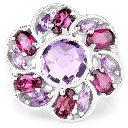 3.52 Carat Genuine Amethyst & Rhodolite .925 Sterling Silver Ring Bids.com