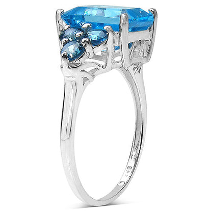 4.72 Carat Genuine Swiss Blue Topaz & London Blue Topaz .925 Sterling Silver Ring Bids.com