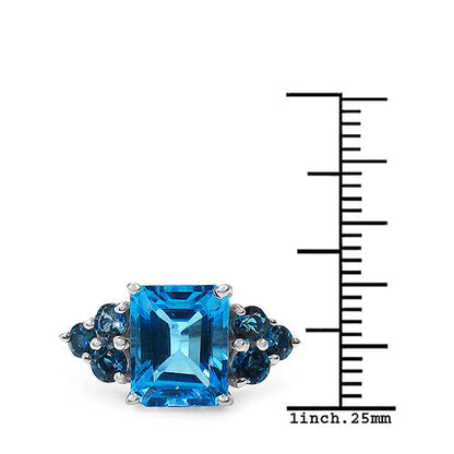 4.72 Carat Genuine Swiss Blue Topaz & London Blue Topaz .925 Sterling Silver Ring Bids.com