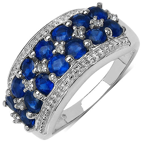 2.00 Carat Genuine Kyanite & White Topaz .925 Sterling Silver Ring Bids.com