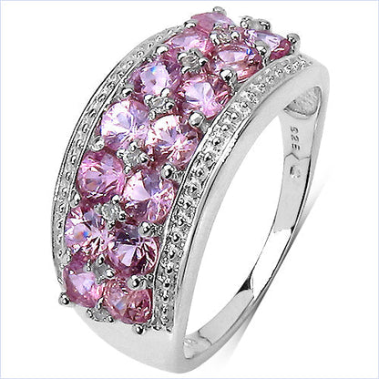 2.00 Carat Genuine Pink Sapphire & White Topaz .925 Sterling Silver Ring Bids.com
