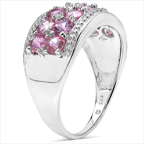 2.00 Carat Genuine Pink Sapphire & White Topaz .925 Sterling Silver Ring Bids.com